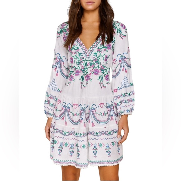 Hale Bob Dresses & Skirts - Hale Bob White Dress with Floral Accents